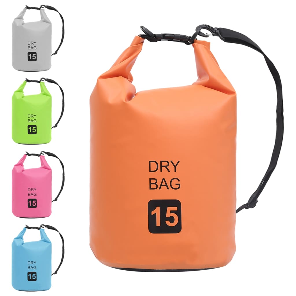 Tørrsekk oransje 15 L PVC