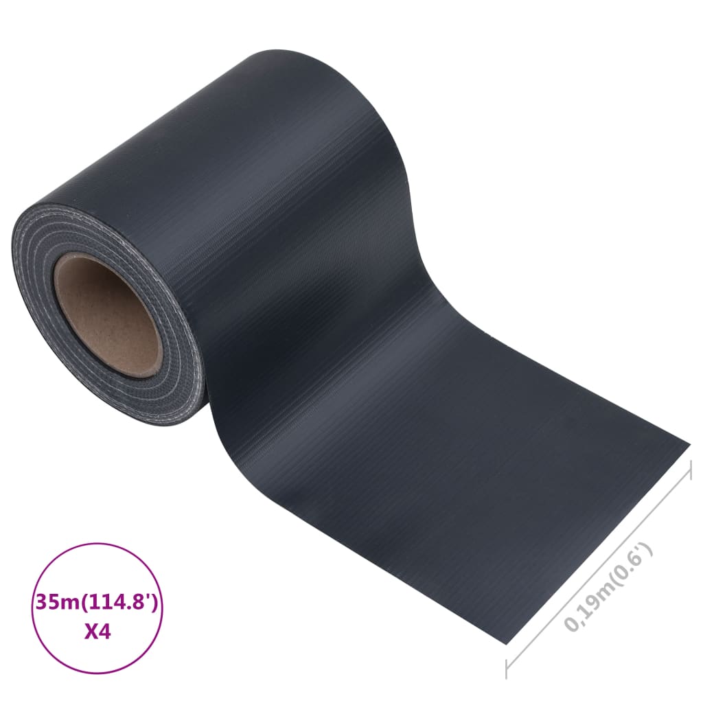 Hageskjerm 4 stk PVC 35x0,19 m matt mørkegrå