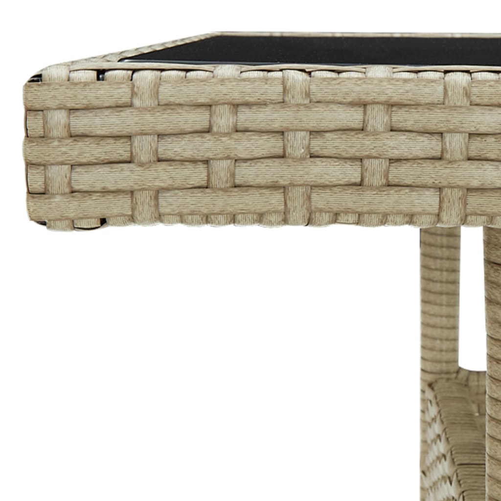 Utendørs spisebord beige polyrotting og glass