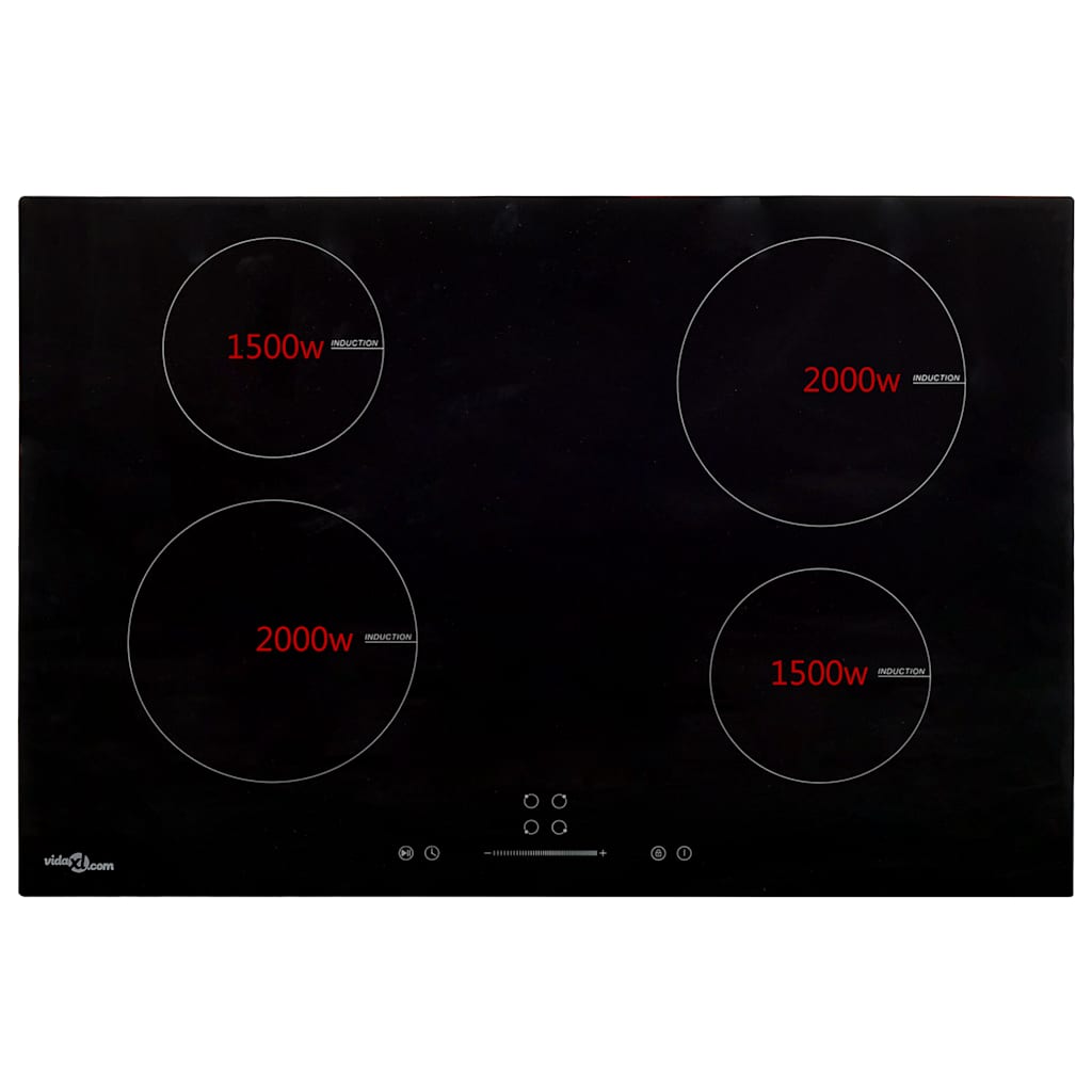 Induksjonstopp 4 kokesoner berøringskontroll glass 77 cm 7000 W vidaXL