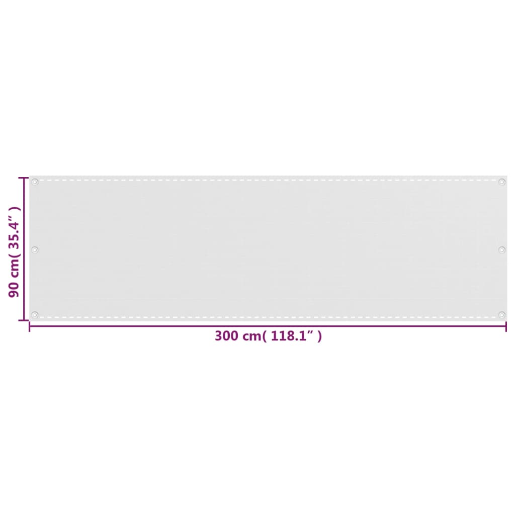 Balkongskjerm hvit 90x300 cm HDPE