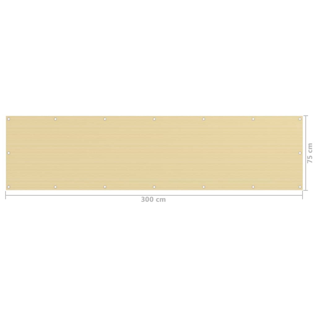 Balkongskjerm beige 75x300 cm HDPE