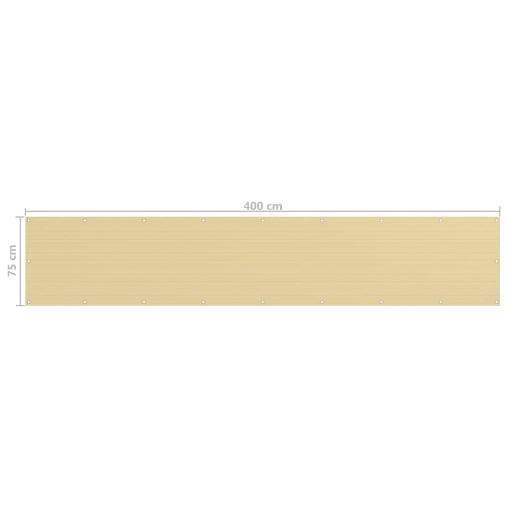 Balkongskjerm beige 75x400 cm HDPE