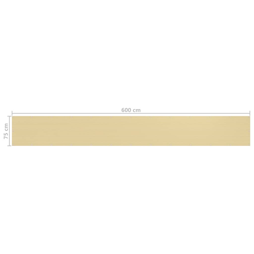 Balkongskjerm beige 75x600 cm HDPE