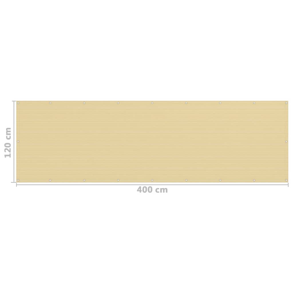 Balkongskjerm beige 120x400 cm HDPE