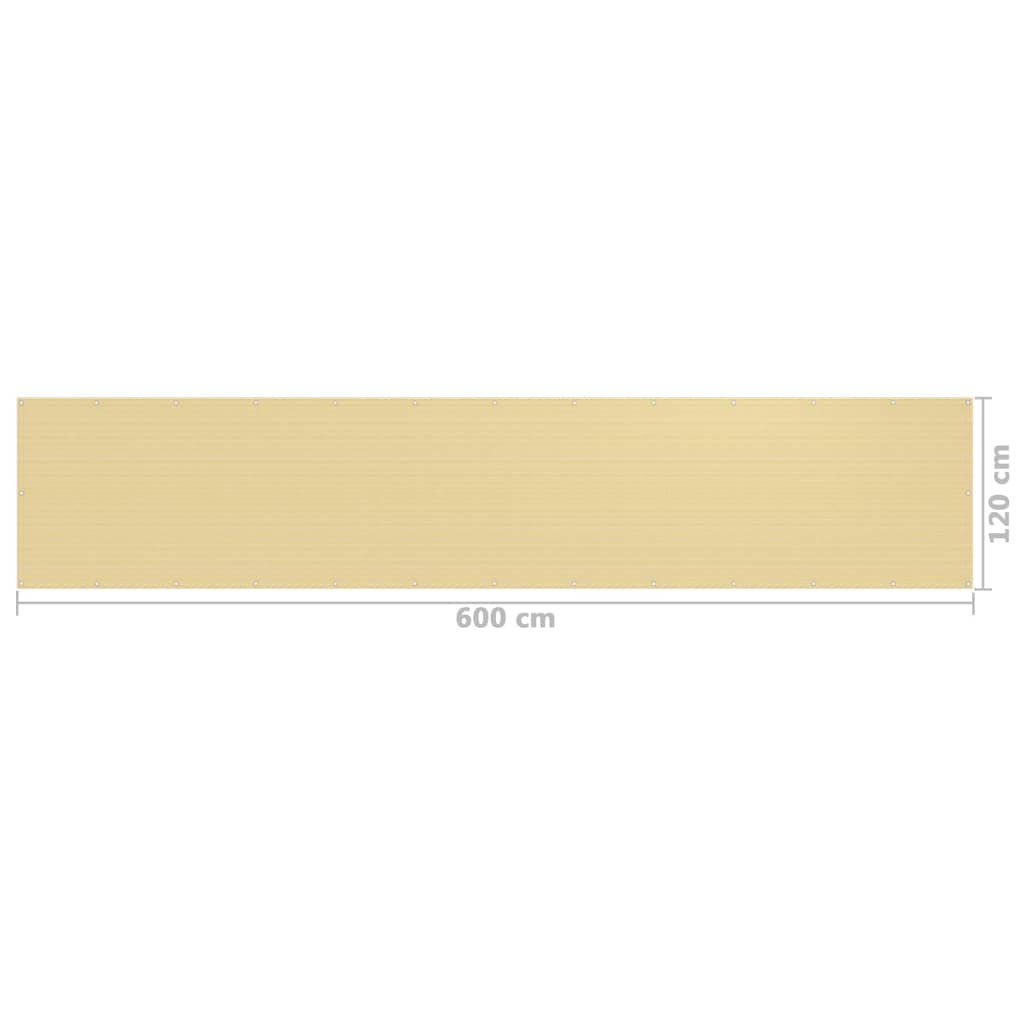 Balkongskjerm beige 120x600 cm HDPE