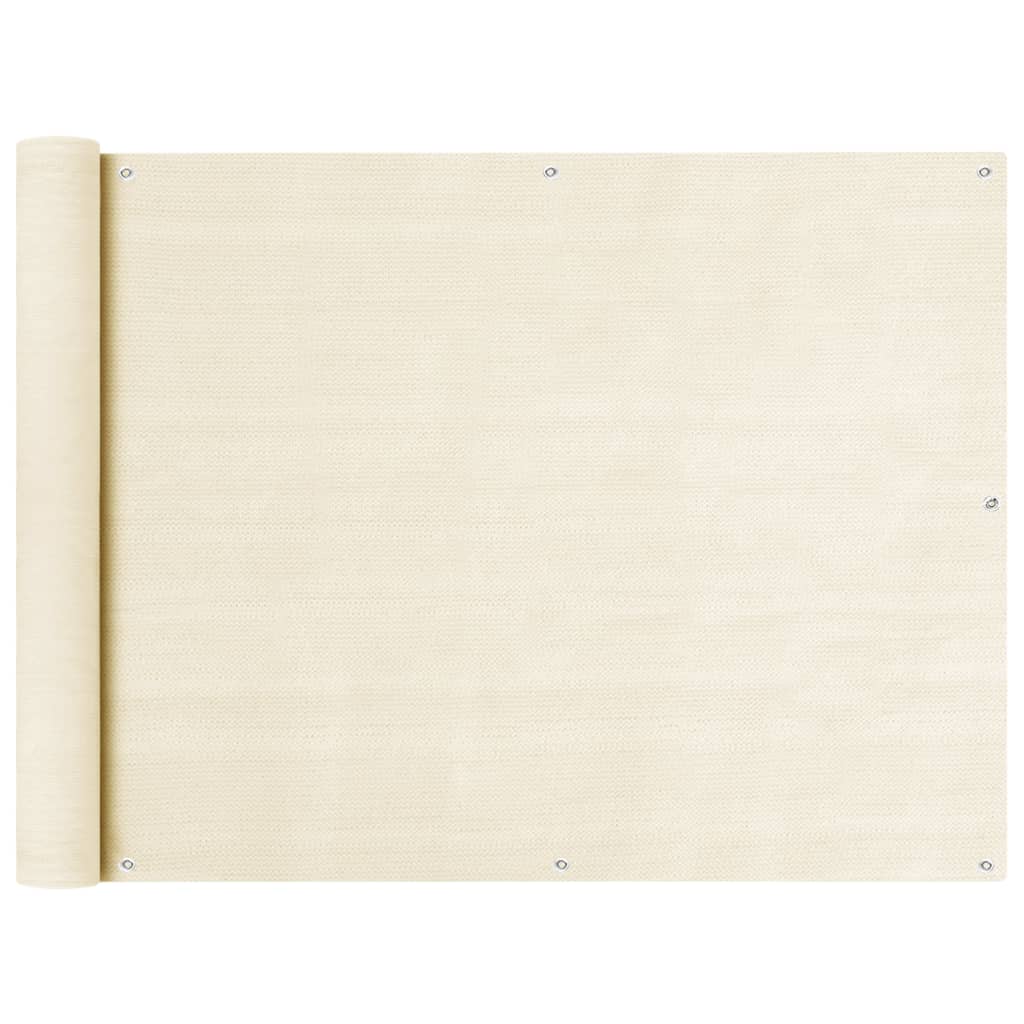 Balkongskjerm kremhvit 90x600 cm HDPE