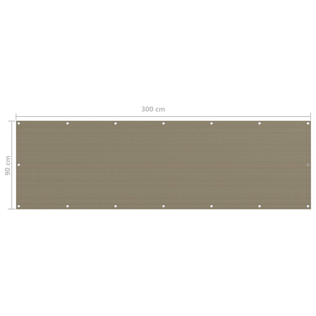 Balkongskjerm gråbrun 90x300 cm HDPE