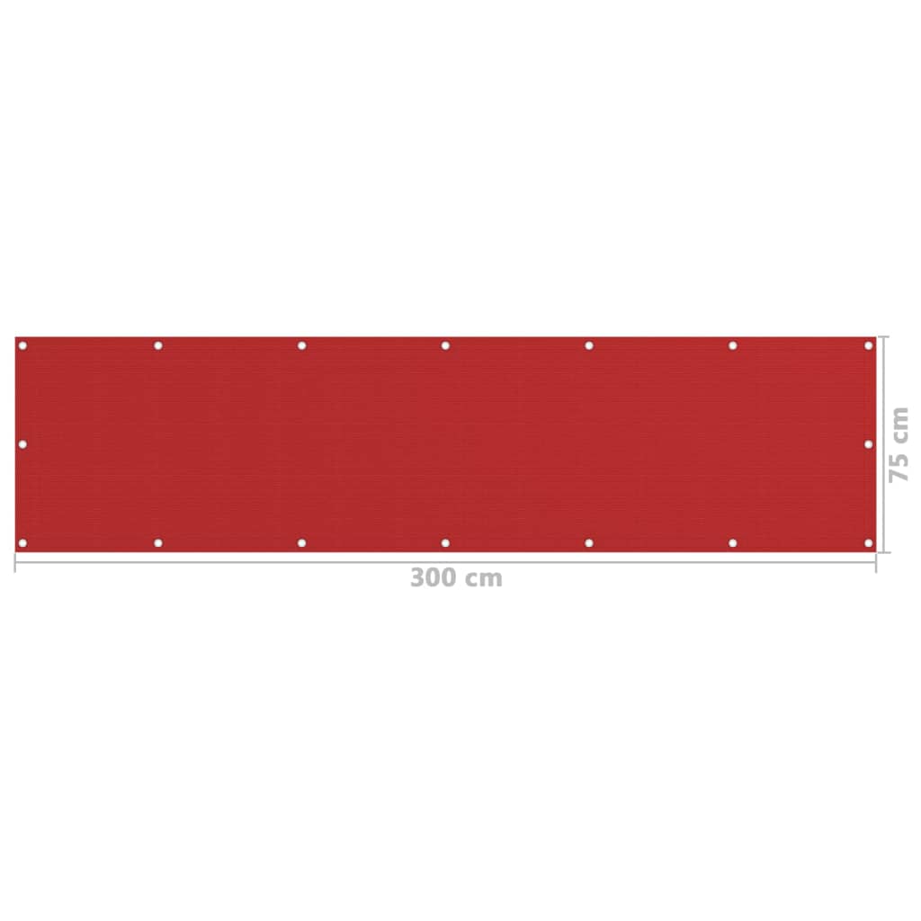 Balkongskjerm rød 75x300 cm HDPE