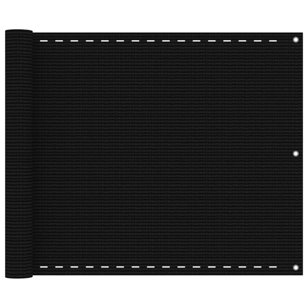 Balkongskjerm svart 75x300 cm HDPE