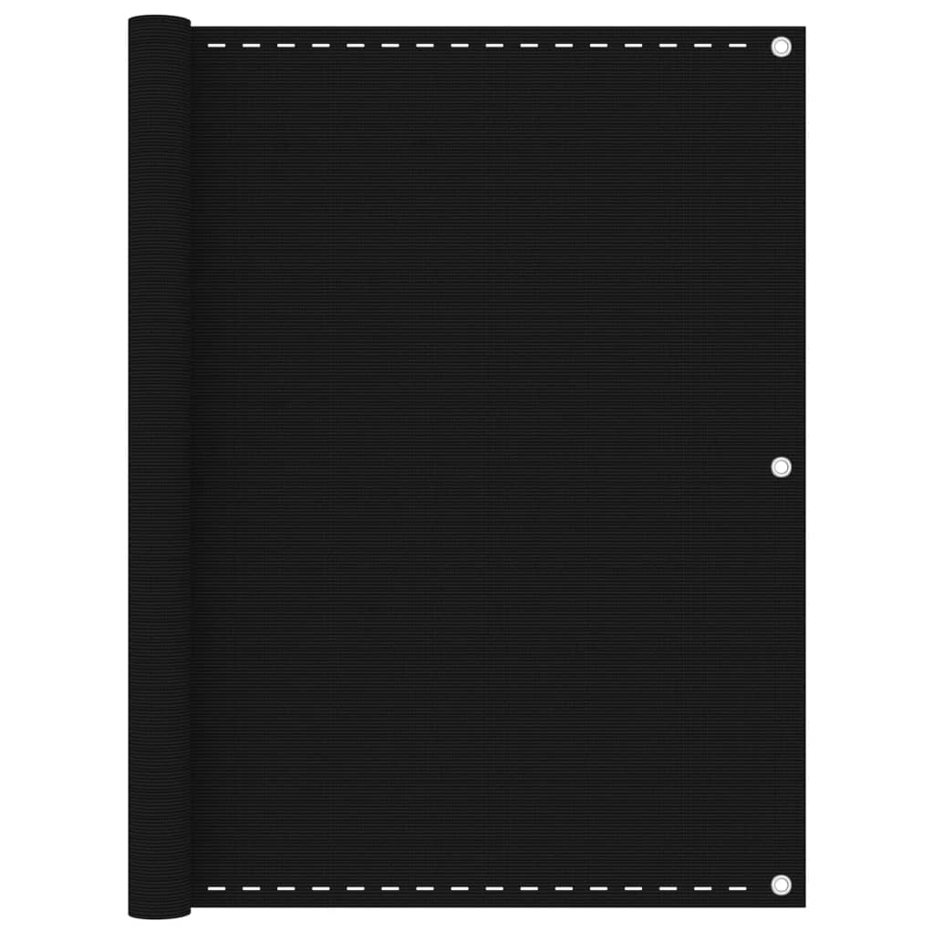 Balkongskjerm svart 120x600 cm HDPE