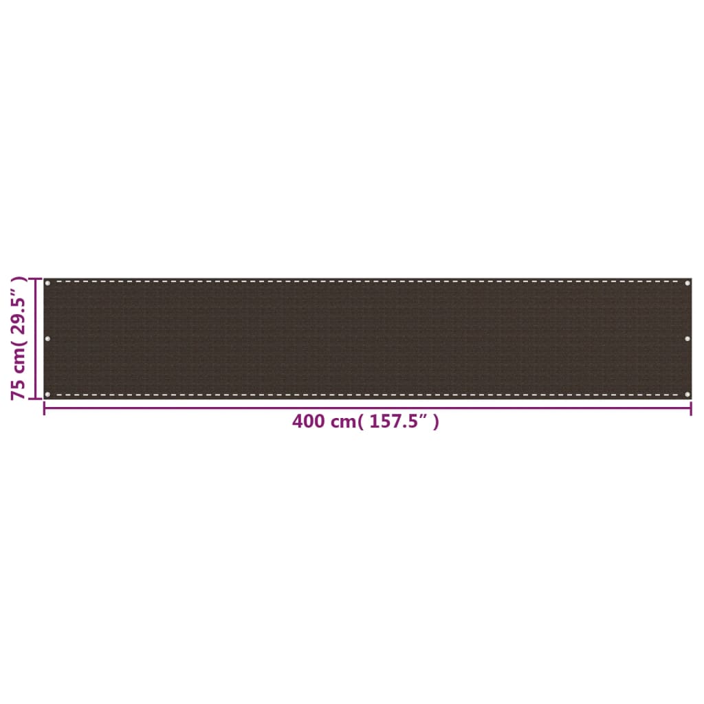 Balkongskjerm brun 75x400 cm HDPE