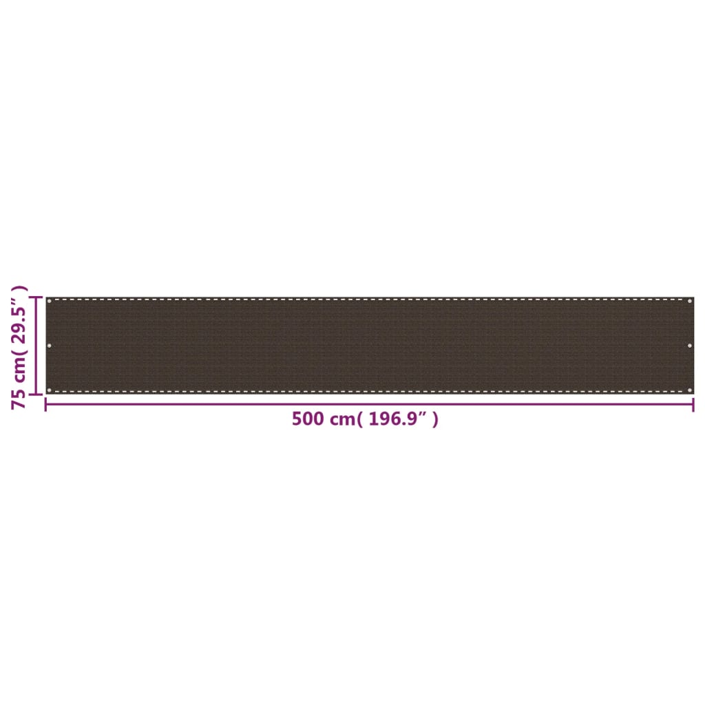 Balkongskjerm brun 75x500 cm HDPE