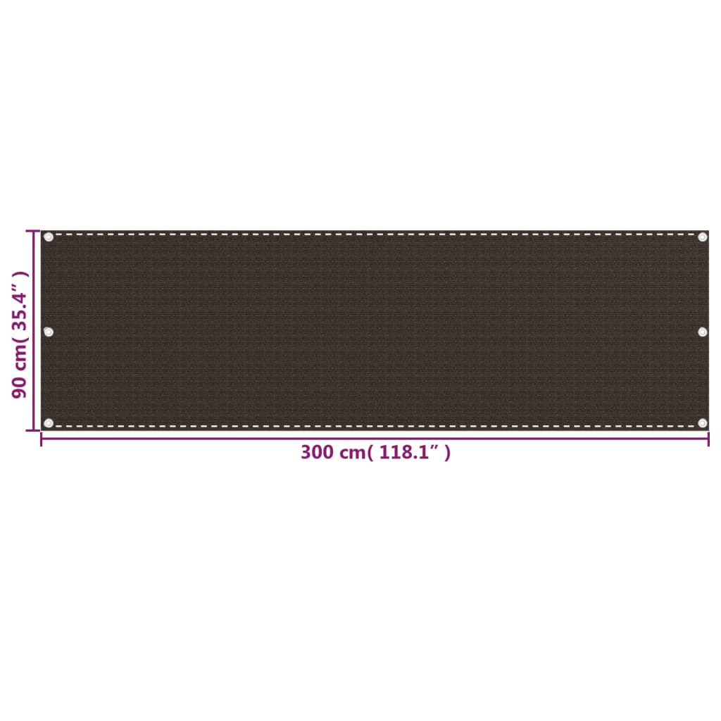 Balkongskjerm brun 90x300 cm HDPE