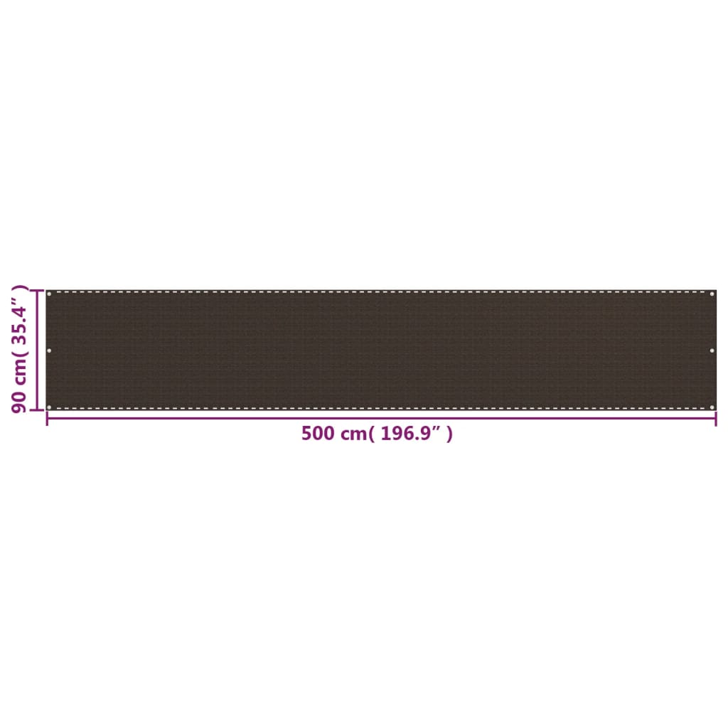 Balkongskjerm brun 90x500 cm HDPE