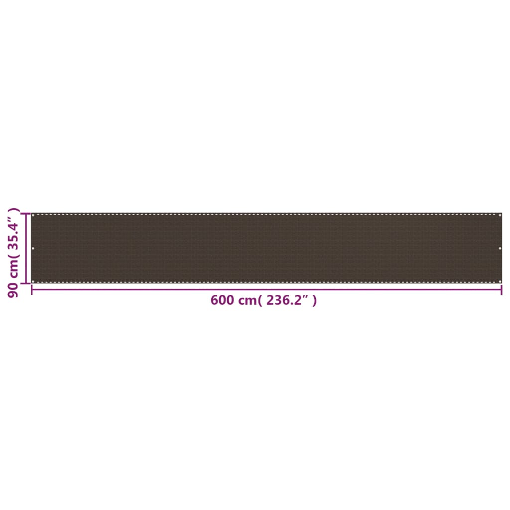 Balkongskjerm brun 90x600 cm HDPE