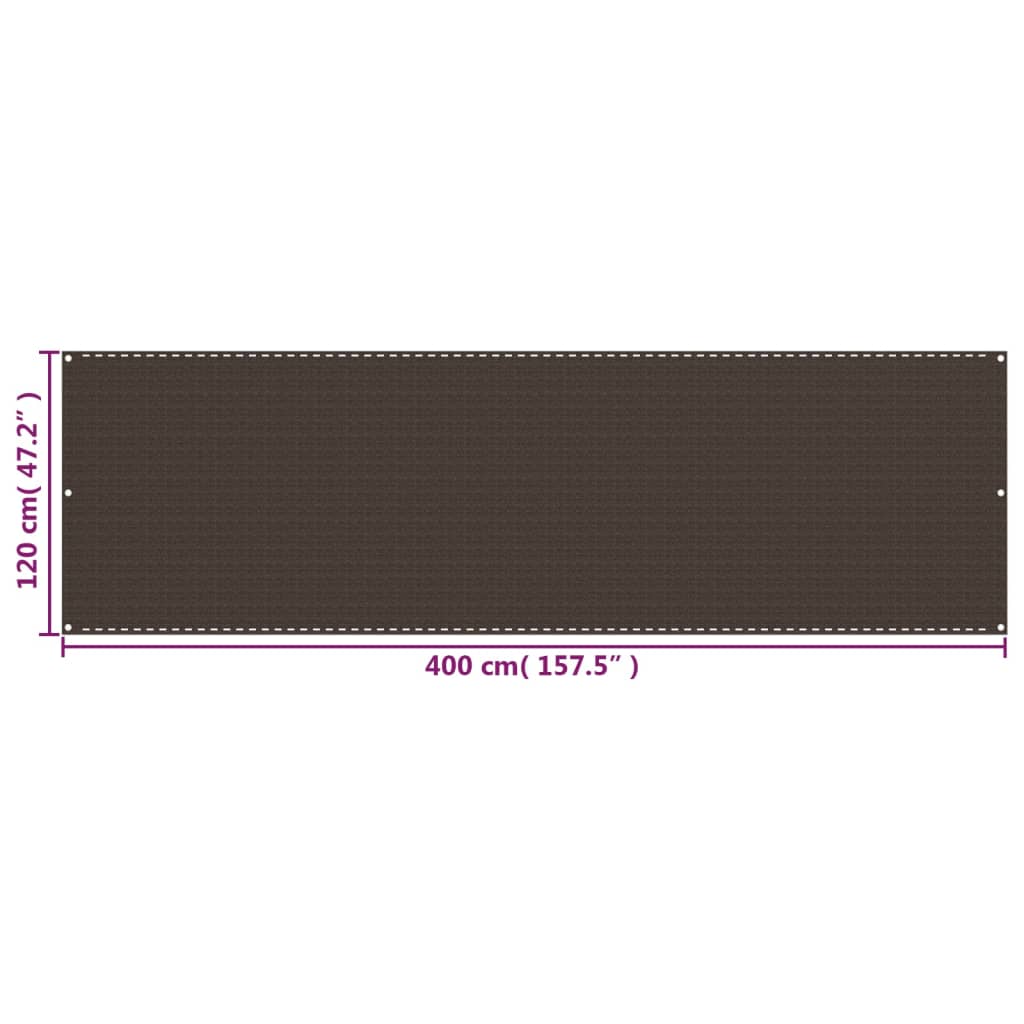 Balkongskjerm brun 120x400 cm HDPE