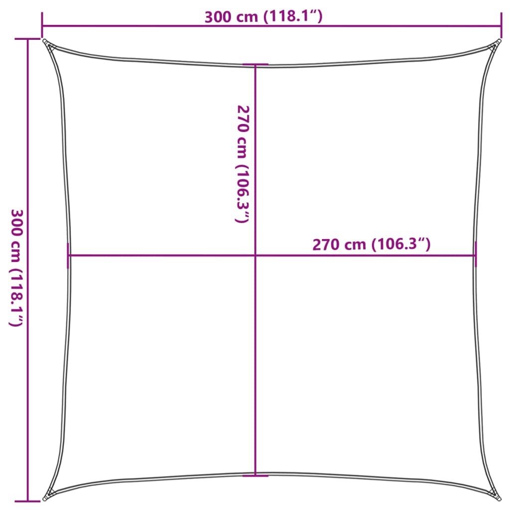 Solseil 160 g/m² beige 3x3 m HDPE