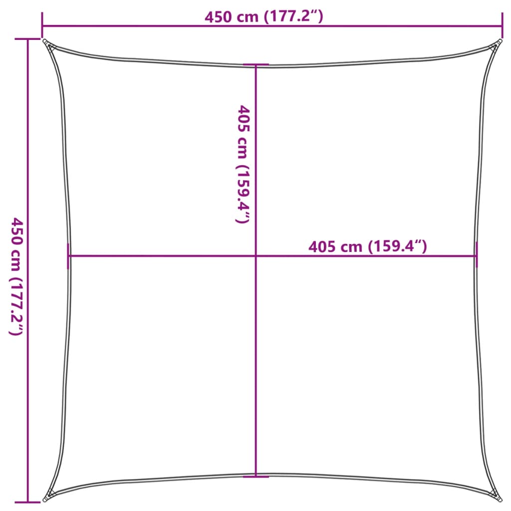 Solseil 160 g/m² beige 4,5x4,5 m HDPE