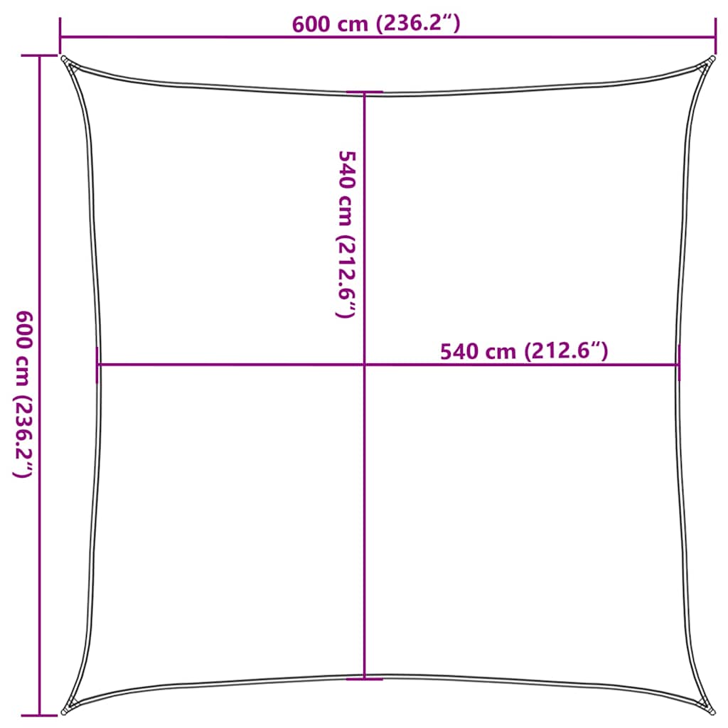 Solseil 160 g/m² beige 6x6 m HDPE