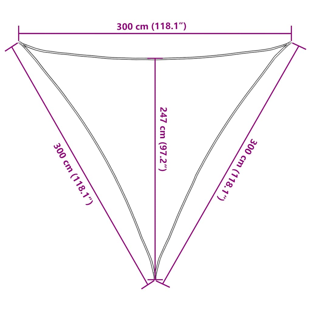 Solseil 160 g/m² kremhvit 3x3x3 m HDPE vidaXL