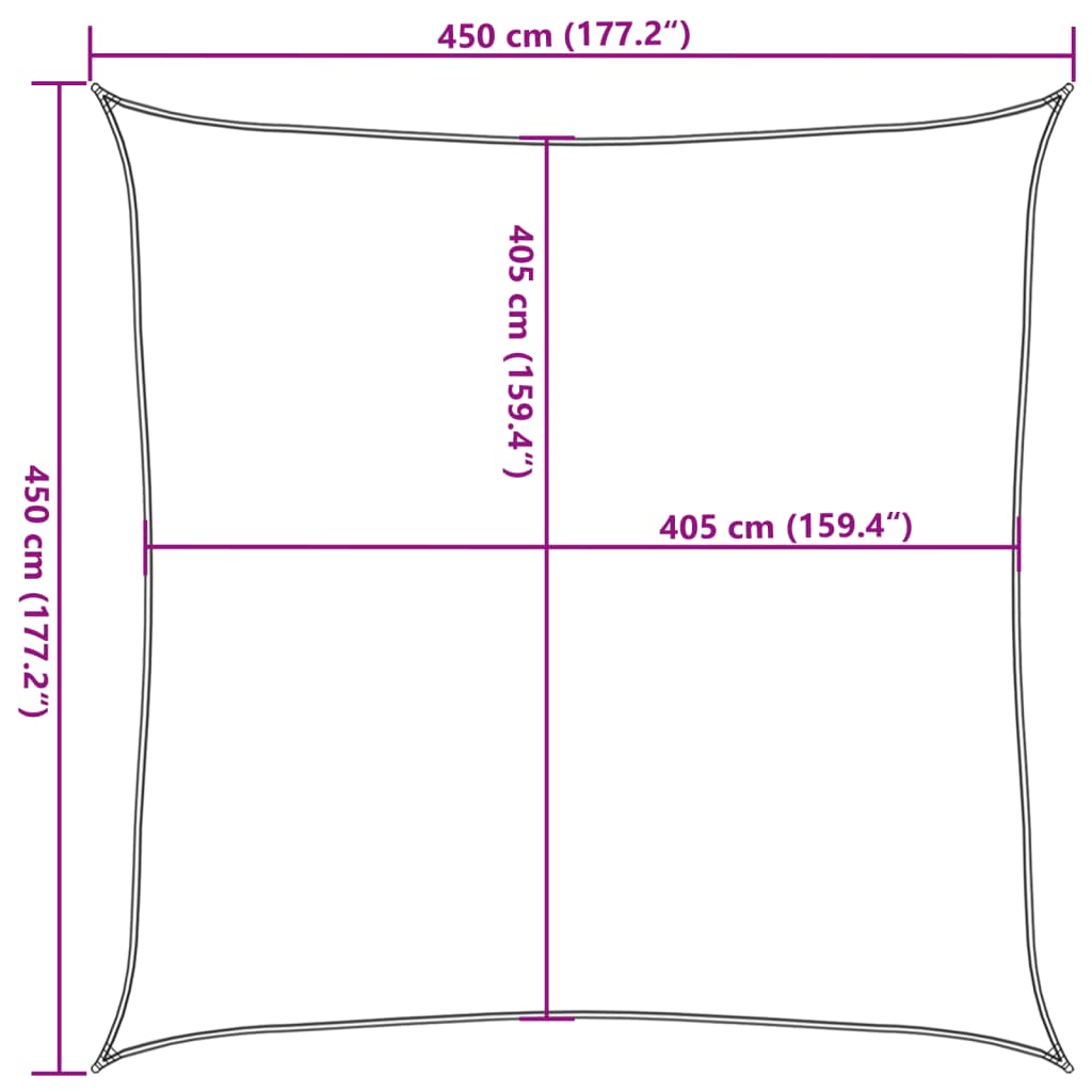 Solseil 160 g/m² hvit 4,5x4,5 m HDPE vidaXL