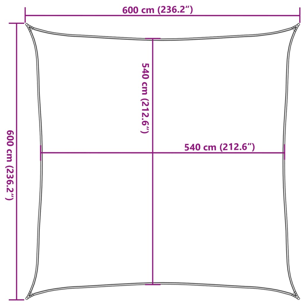 Solseil 160 g/m² hvit 6x6 m HDPE vidaXL