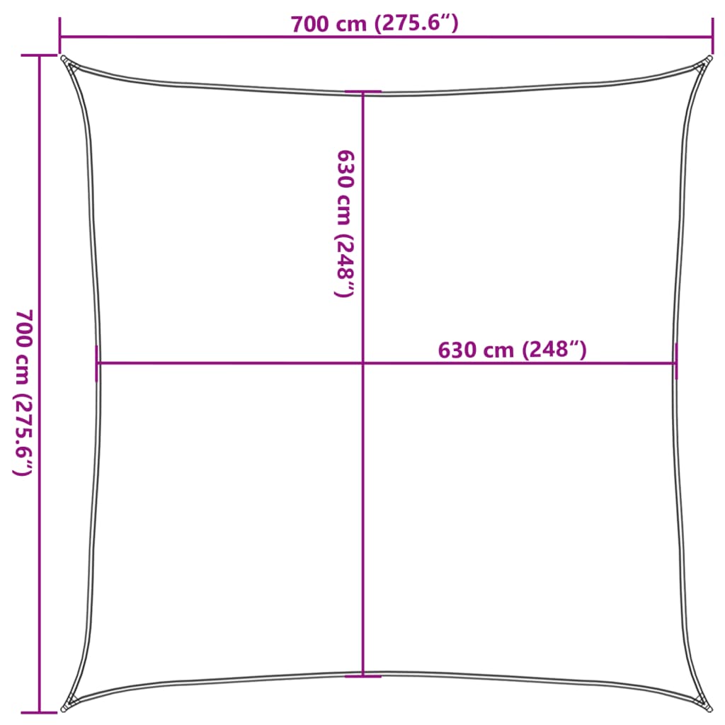 Solseil 160 g/m² hvit 7x7 m HDPE vidaXL