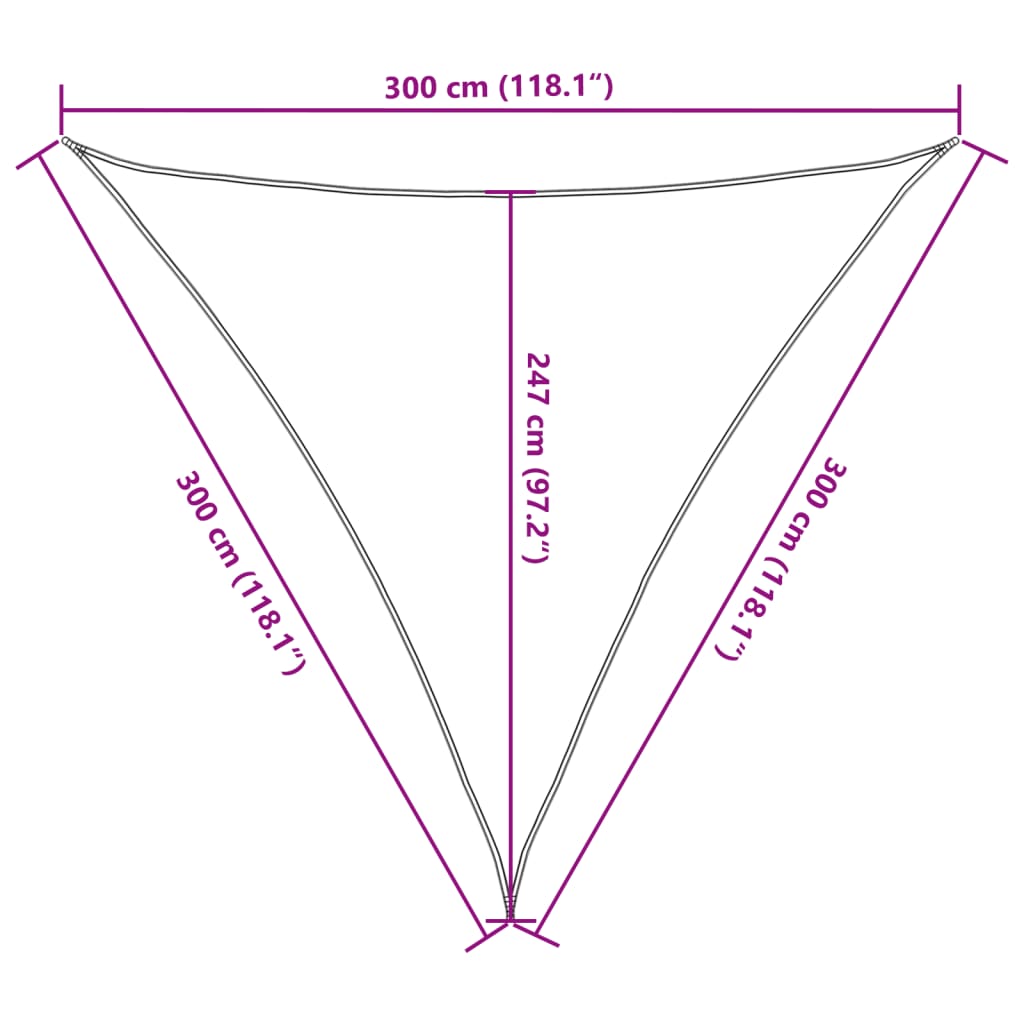 Solseil 160 g/m² hvit 3x3x3 m HDPE vidaXL