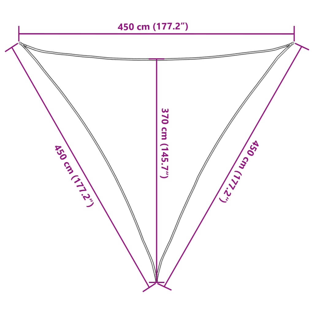 Solseil 160 g/m² hvit 4,5x4,5x4,5 m HDPE