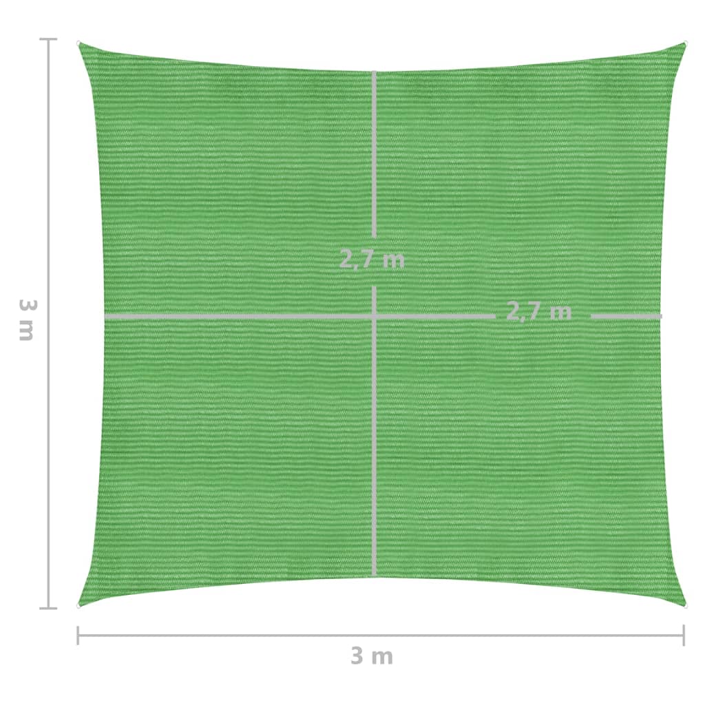 Solseil 160 g/m² lysegrønn 3x3 m HDPE