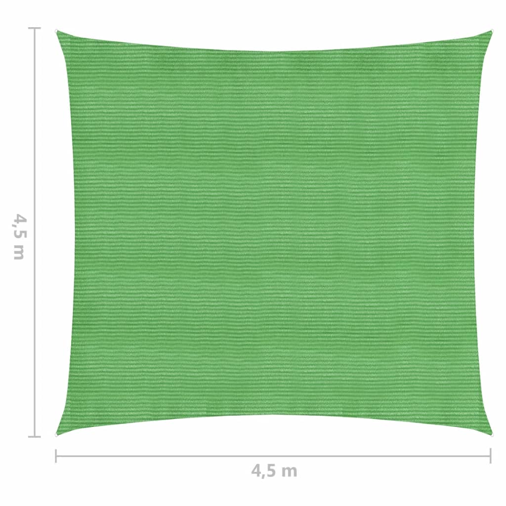 Solseil 160 g/m² lysegrønn 4,5x4,5 m HDPE