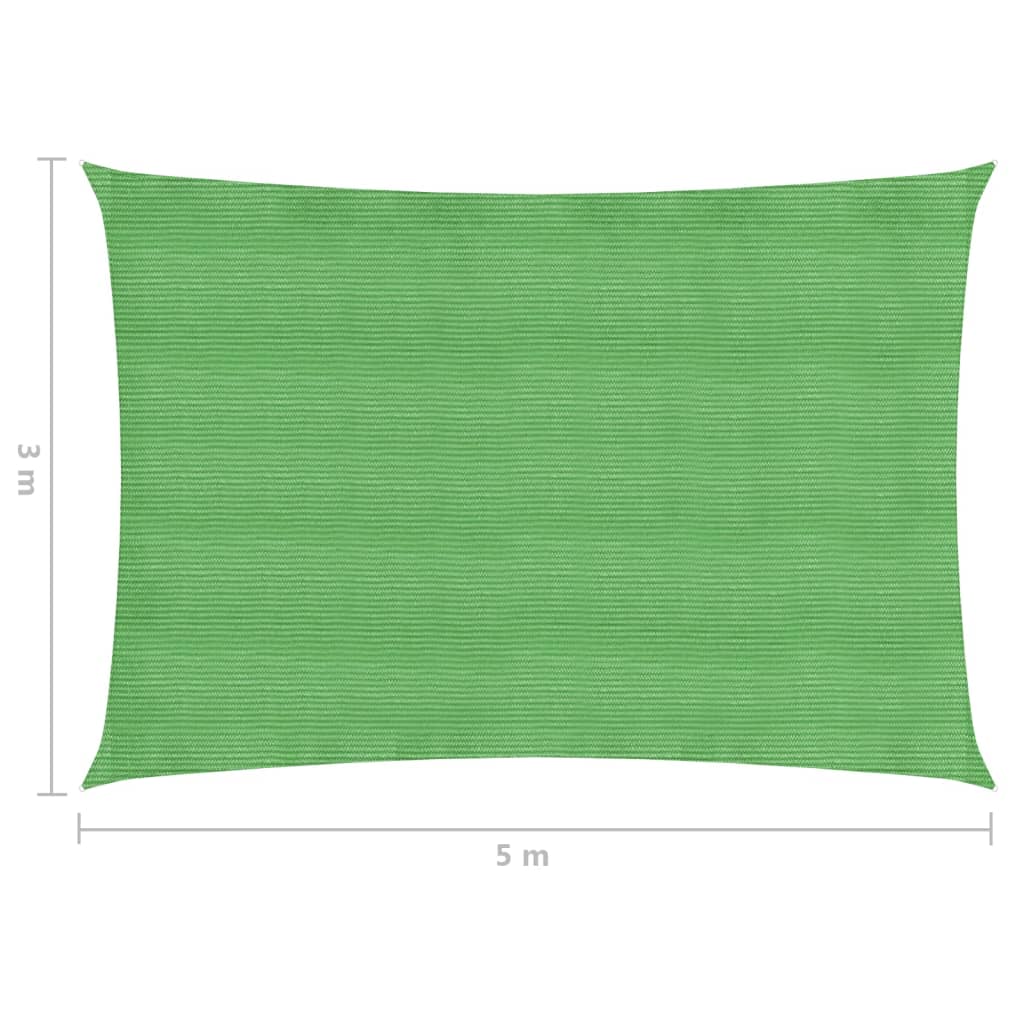 Solseil 160 g/m² lysegrønn 3x5 m HDPE