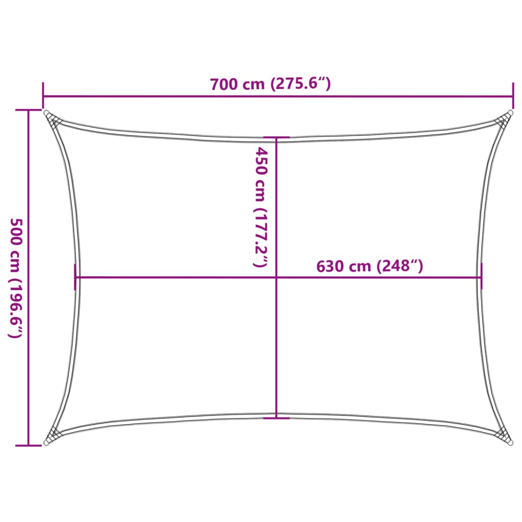 Solseil 160 g/m² lysegrønn 5x7 m HDPE