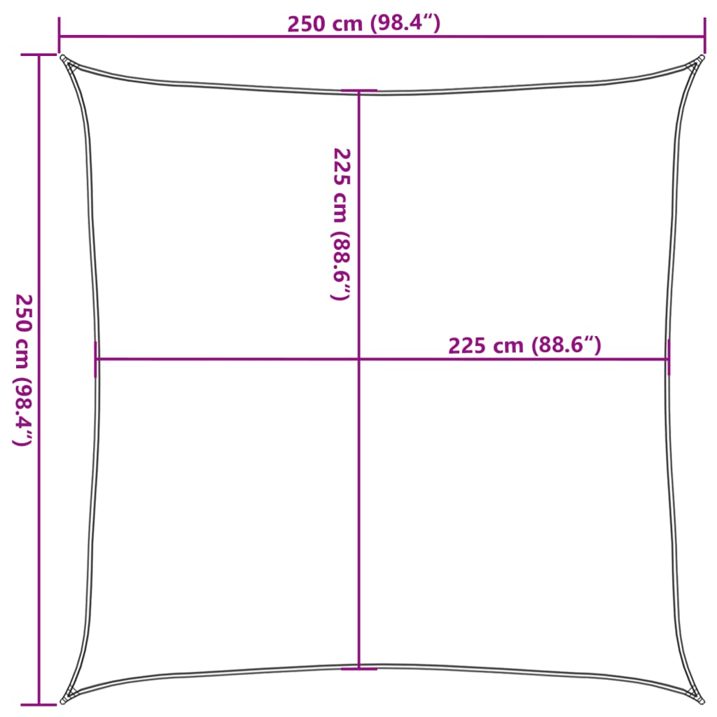 Solseil 160 g/m² terrakotta 2,5x2,5 m HDPE