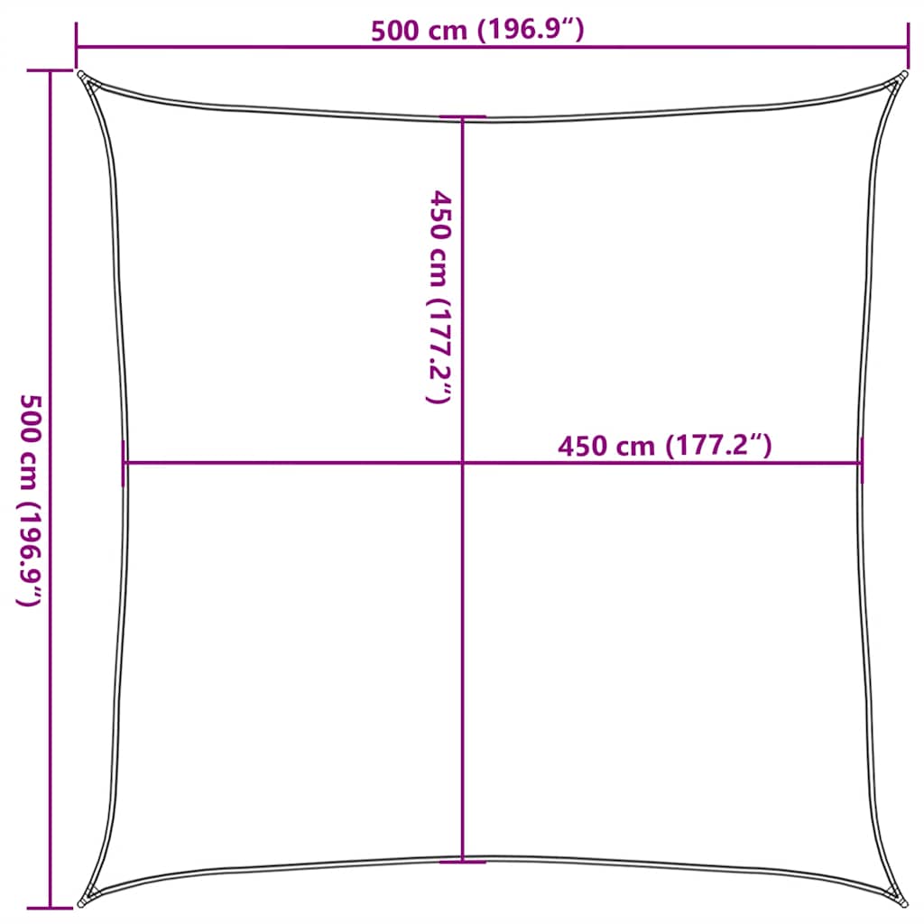 Solseil 160 g/m² gråbrun 5x5 m HDPE