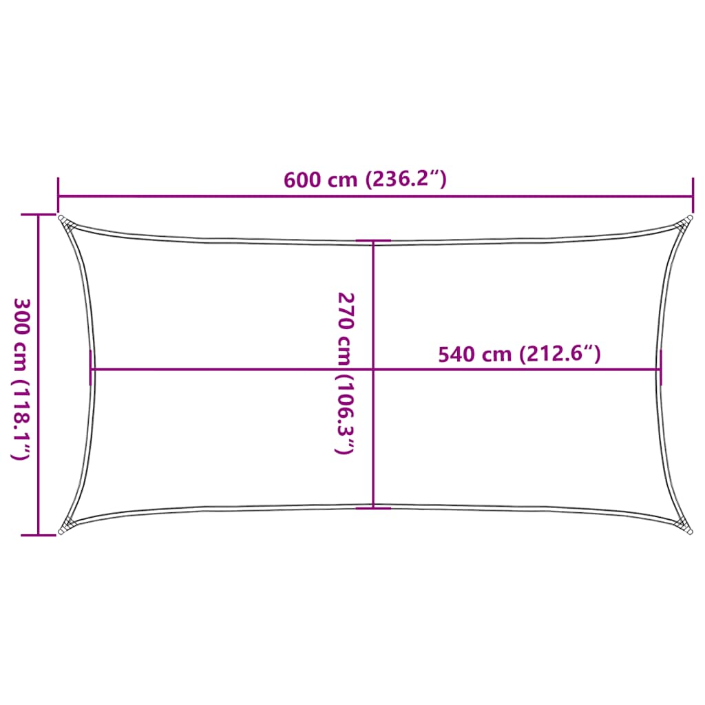 Solseil 160 g/m² gråbrun 3x6 m HDPE