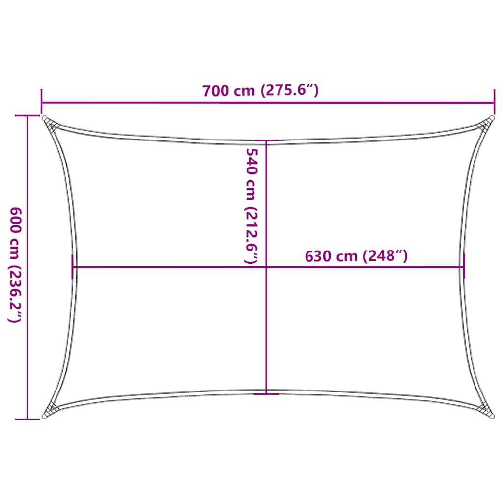 Solseil 160 g/m² gråbrun 6x7 m HDPE