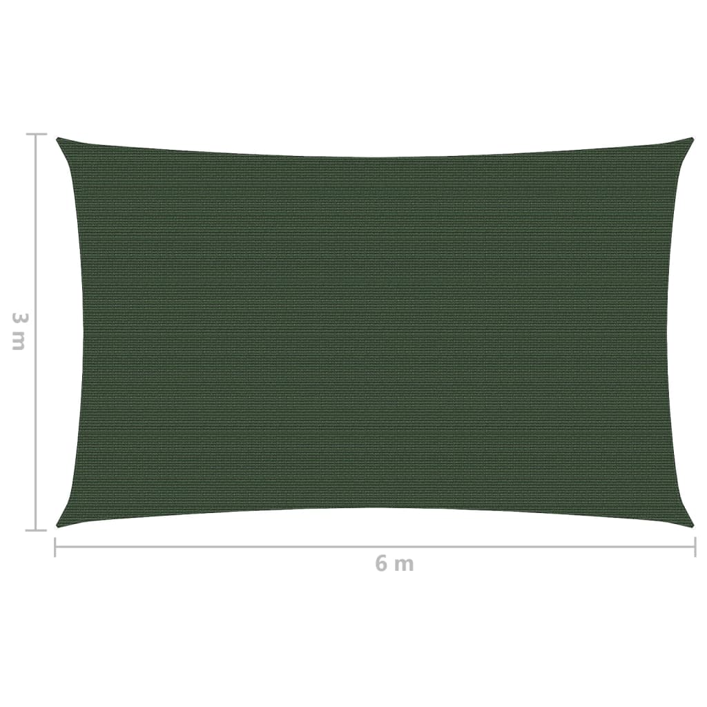 Solseil 160 g/m² mørkegrønn 3x6 m HDPE