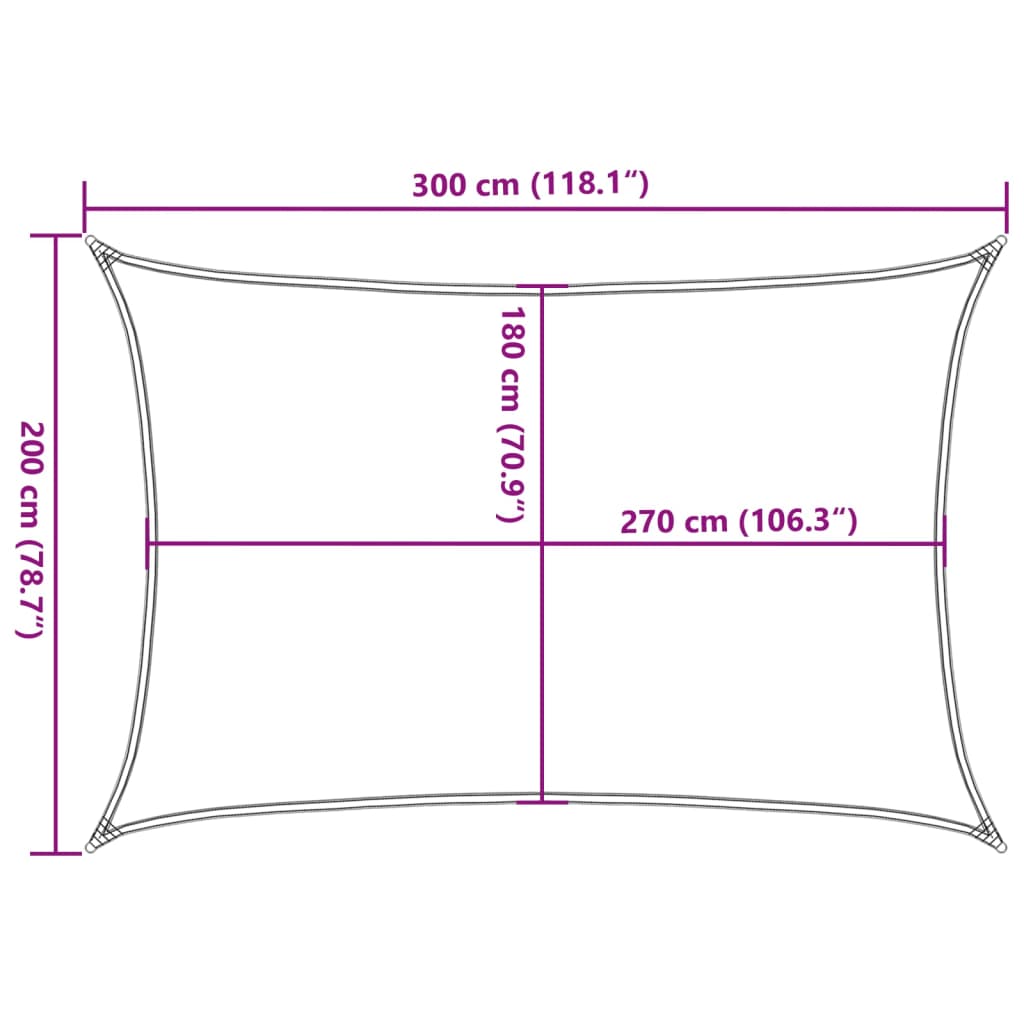 Solseil 160 g/m² blå 2x3 m HDPE