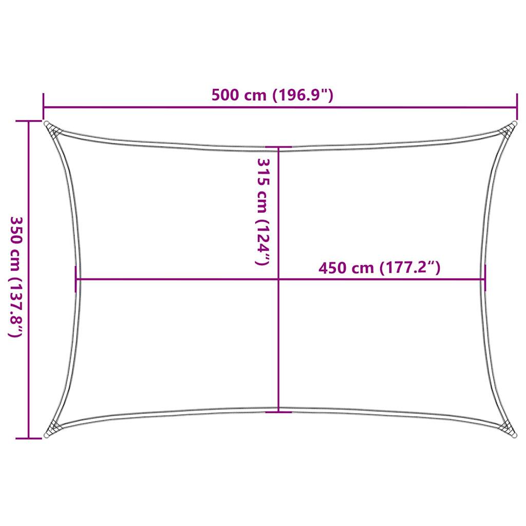 Solseil 160 g/m² rektangulær blå 3,5x5 m HDPE