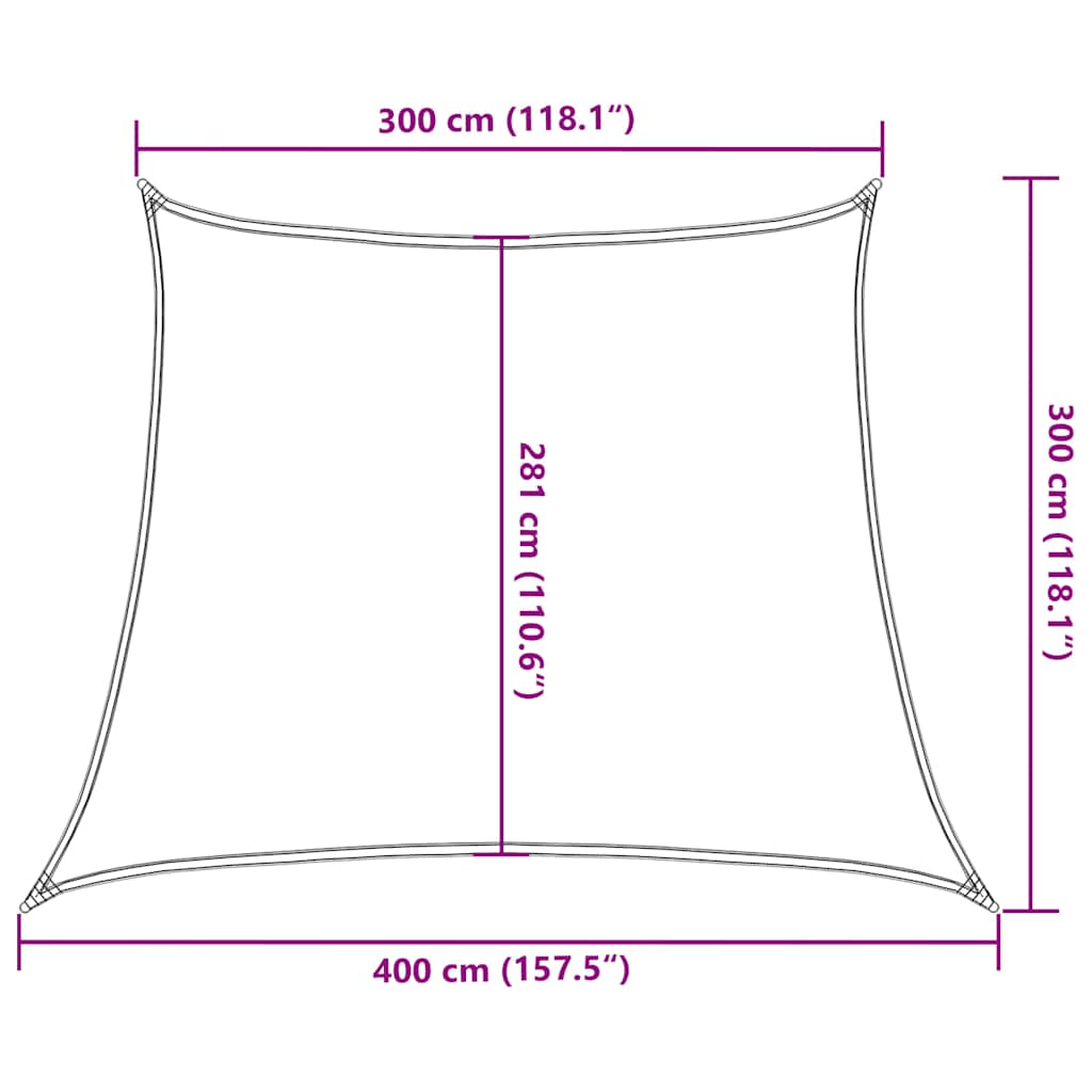 Solseil 160 g/m² trapesformet blå 3/4x3 m HDPE