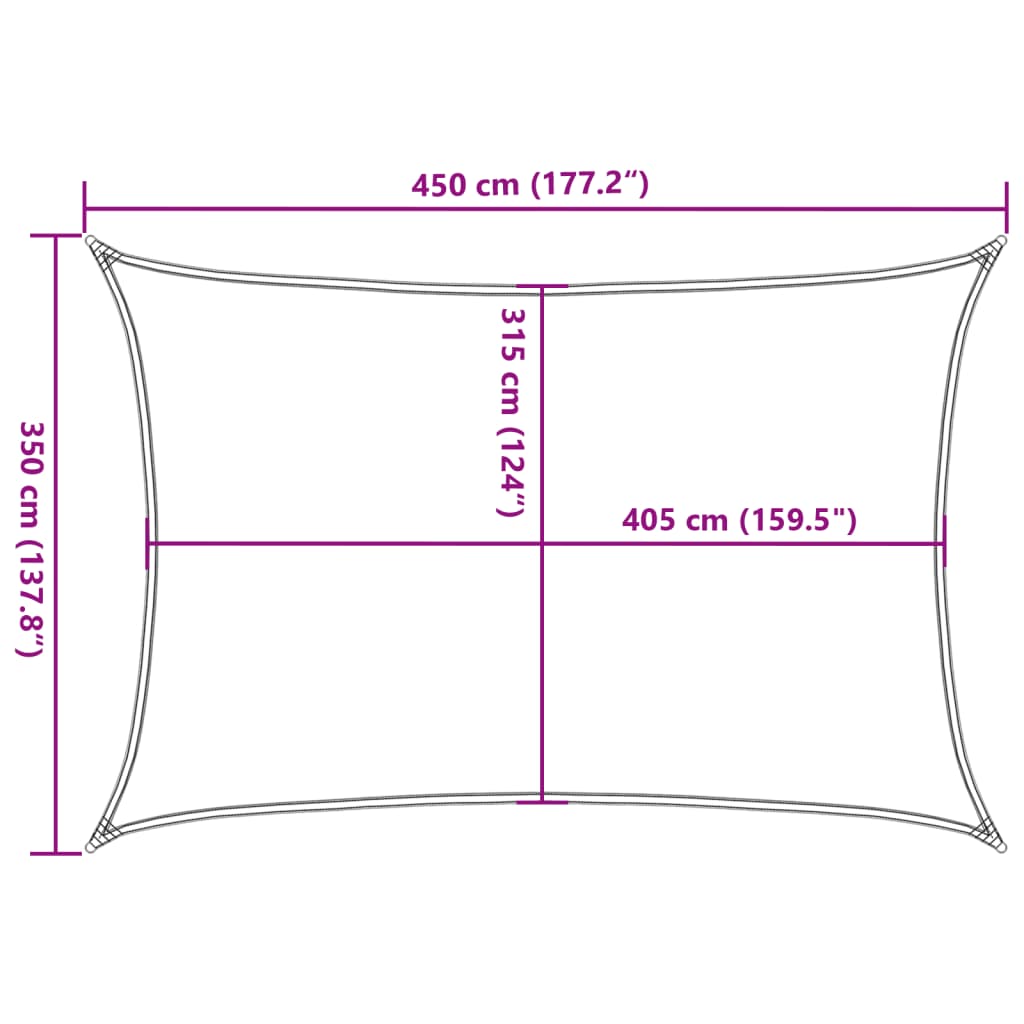 Solseil 160 g/m² rektangulær gul 3,5x4,5 m HDPE