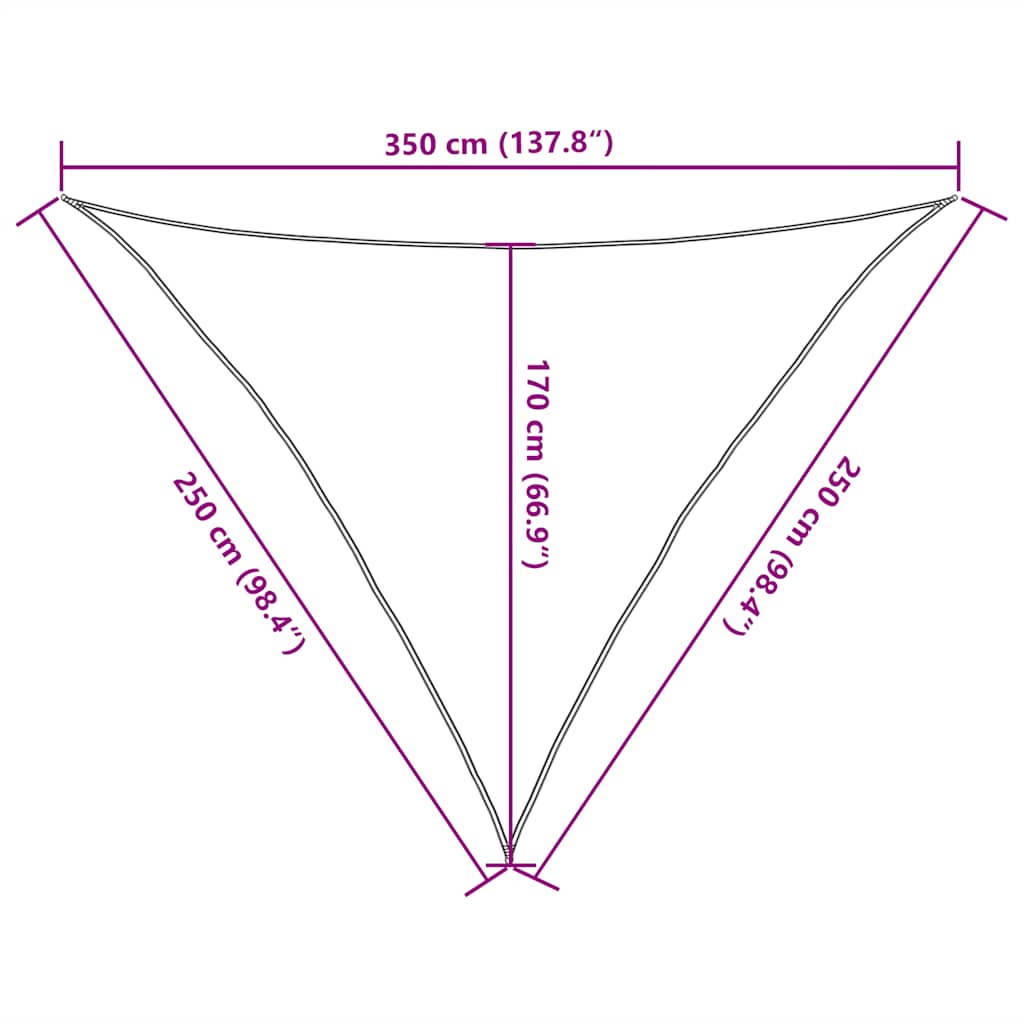 Solseil 160 g/m² trekantet gul 2,5x2,5x3,5 m HDPE