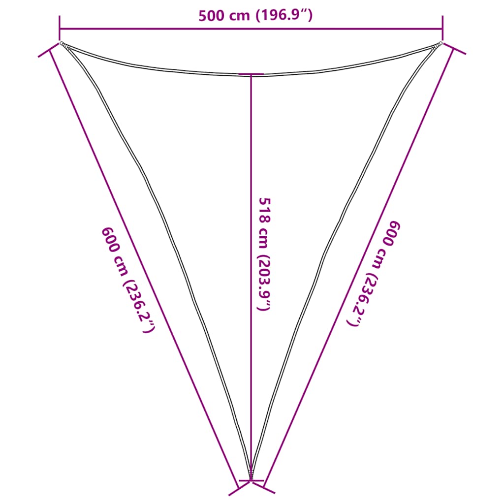 Solseil 160 g/m² trekantet gul 5x6x6 m HDPE