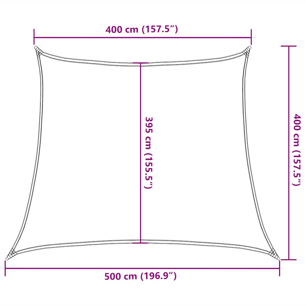 Solseil 160 g/m² rød 4x5x4 m HDPE