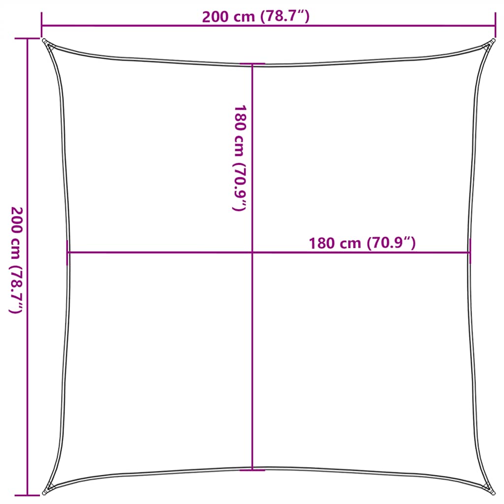 Solseil 160 g/m² oransje 2x2 m HDPE
