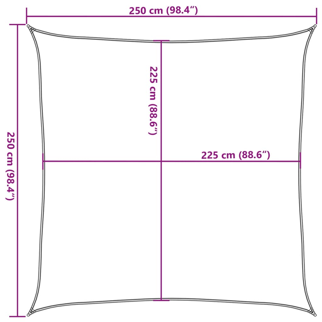 Solseil 160 g/m² oransje 2,5x2,5 m HDPE