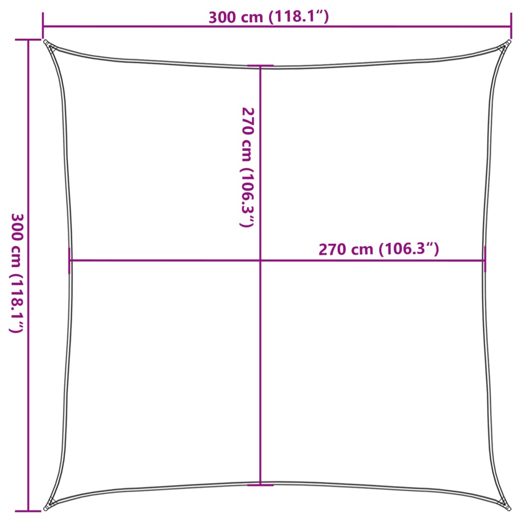 Solseil 160 g/m² oransje 3x3 m HDPE