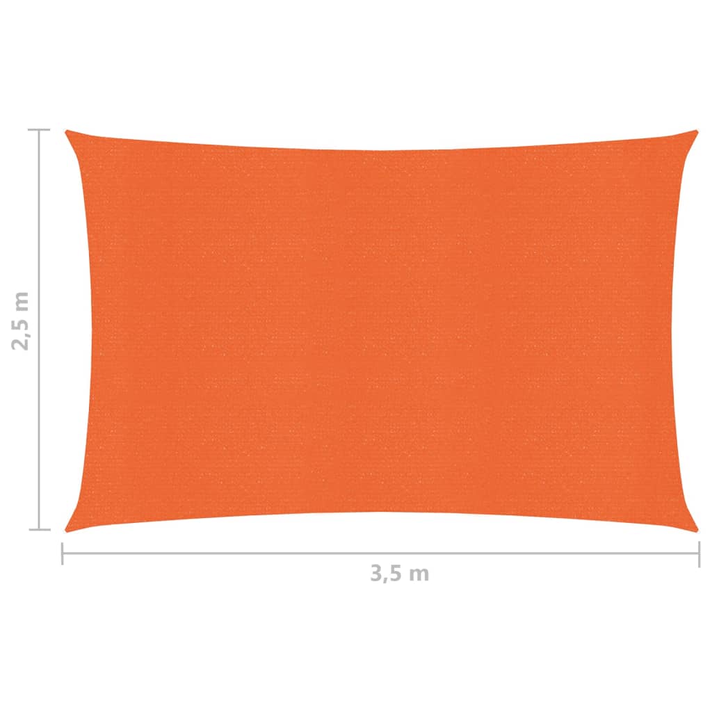 Solseil 160 g/m² oransje 2,5x3,5 m HDPE